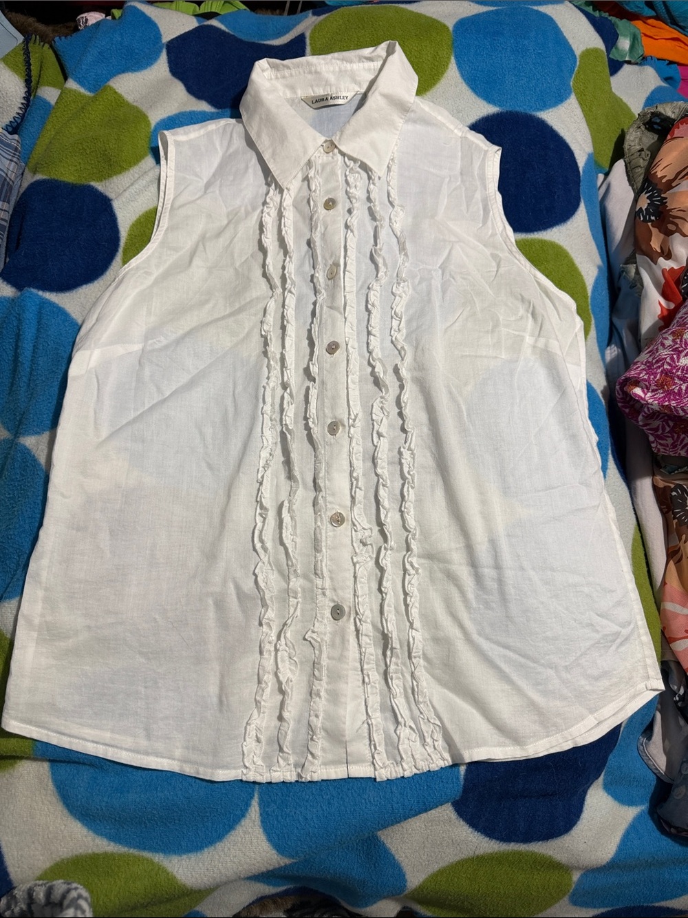 Vintage Laura Ashley White Collared Button Blouse